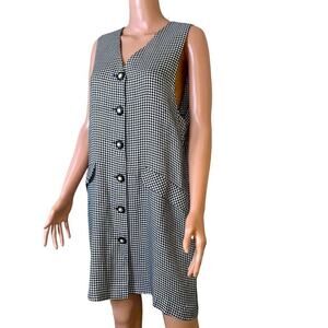 Black and White Houndstooth Steenan Trapeze Dress vintage button up dress